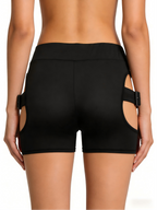 Black Cut-Out Buckle Dance Shorts