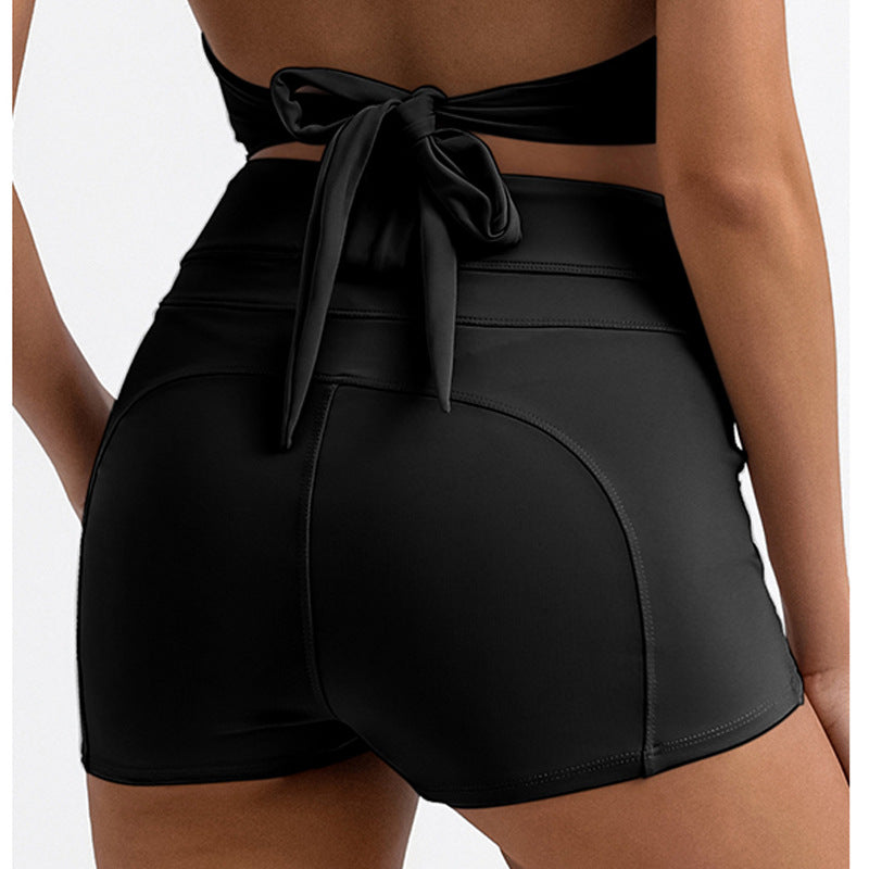 Black Sculpting Dance Shorts with Panel Detail