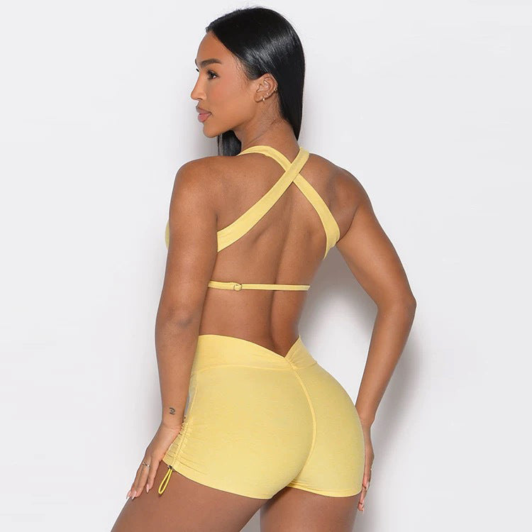 High-Waist Scrunch Booty Shorts – Yellow