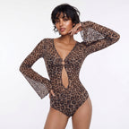 Rebel Camo Mesh Bell Sleeve Bodysuit – Adjustable Backless Rave Wear