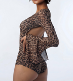Rebel Camo Mesh Bell Sleeve Bodysuit – Adjustable Backless Rave Wear