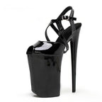 Extreme Platform Stiletto Sandal – Black Patent Crisscross Ankle Strap