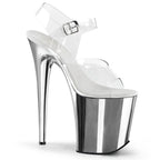 Crystal Gleam - Chrome Extreme Platform Heels with Clear Straps