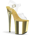 Crystal Gleam - Chrome Extreme Platform Heels with Clear Straps