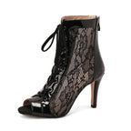 Seraphina Floral Lace-Up Peep Toe Booties
