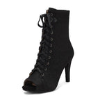 Sienna Peep Toe Lace-Up Stiletto Booties