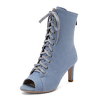 Sienna Peep Toe Lace-Up Stiletto Booties