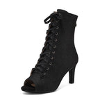 Sienna Peep Toe Lace-Up Stiletto Booties