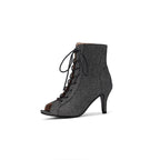 Lace-Up Peep Toe Stiletto Ankle Booties – Animal Print