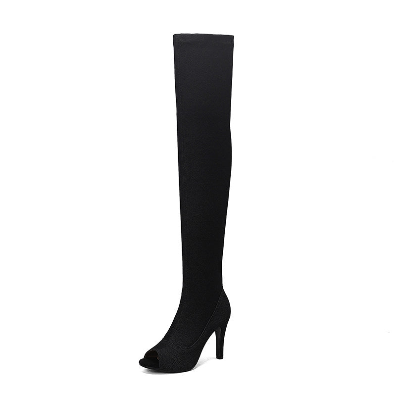Peep Toe Over-The-Knee Stiletto Boots
