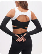 Cutout Colorblock Athletic Long Sleeve Crop Top