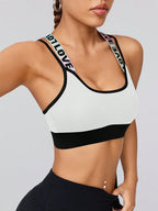 Colorblock Sports Bra with "LOVE"