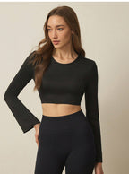 Backless Top with Long Flared Sleeves