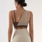 Asymmetrical Mesh Drape Bra Top