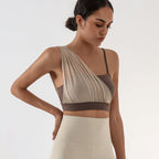 Asymmetrical Mesh Drape Bra Top