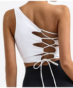 One Shoulder Lace-Up Sports Bra