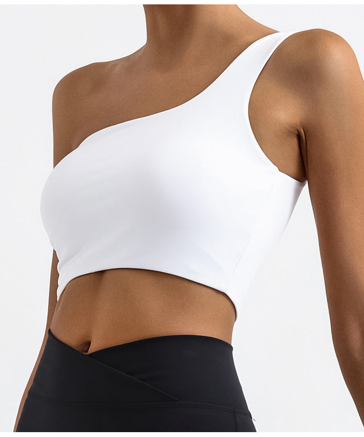 One Shoulder Lace-Up Sports Bra