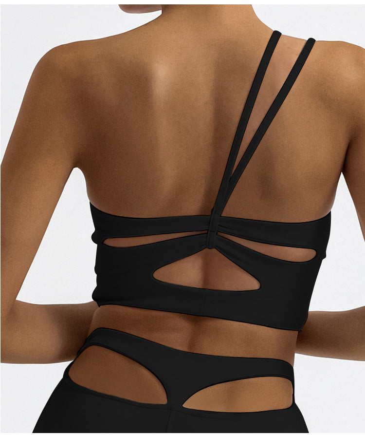 Asymmetric One-Shoulder Cut-Out Sports Bra