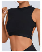 Black Tie Back Active Crop