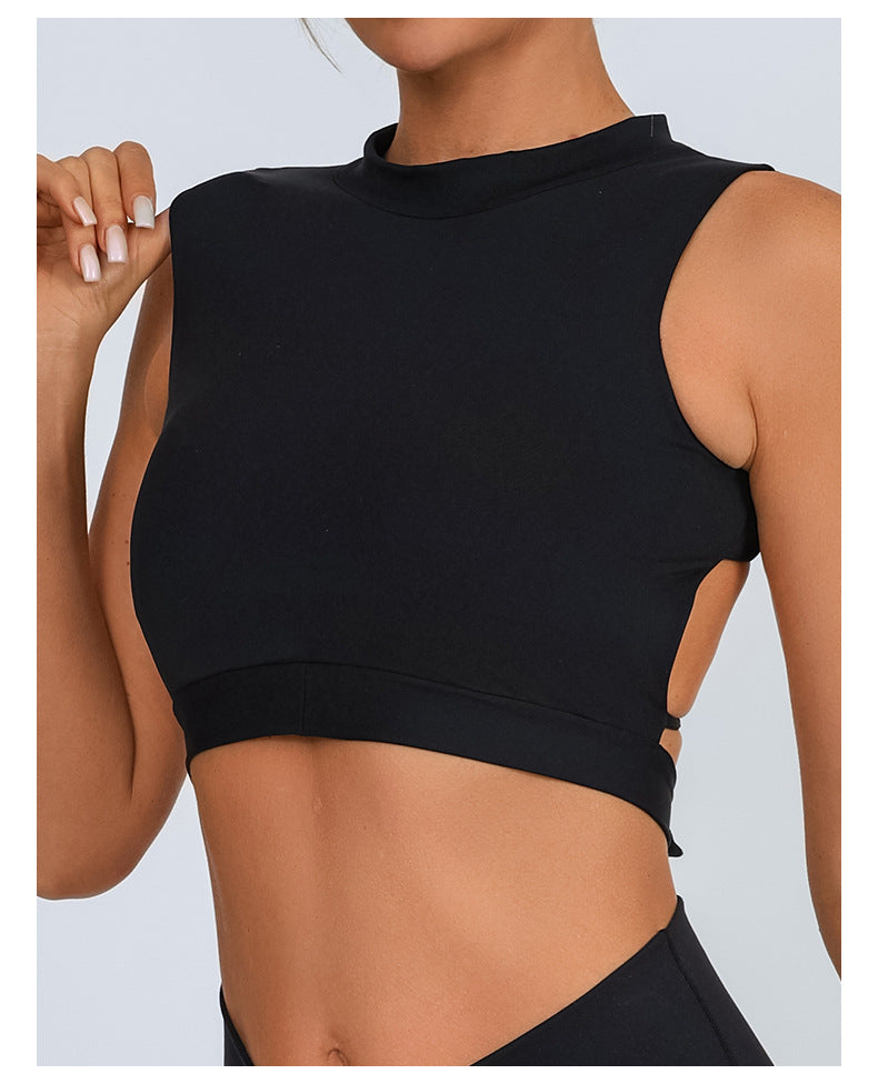 Black Tie Back Active Crop